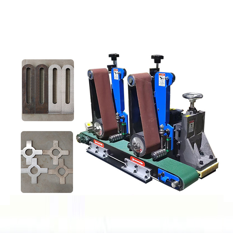 Pequenas Máquinas de Estação Dupla de Desburo Remover Ferrugem Motor de Desenho de Arame Máquina de Chapa Automática Abrasivo Cinturão Polidora de Metal