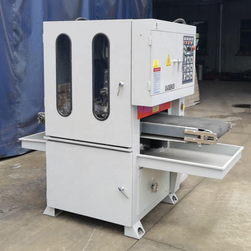 Lixadeira de chapa de metal resistente à abrasão de moagem de 400 mm 2 cabeças lixadeira de cinta larga máquina de lixar automática
